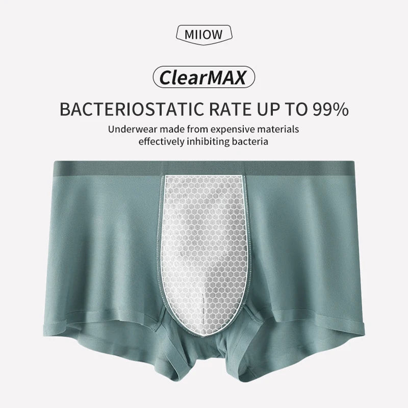 MiiOW 3Pcs Modal Boxer Underwear for Men Antibacterial Cotton Cuecas Men's Panties Silky Breathable Man Underpants Mens Boxers