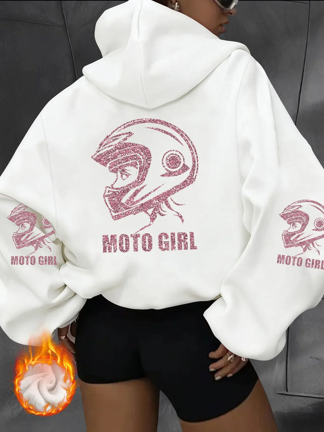 Unisex Motorcycle Hoodie Moto Girl Helmet Graphic Oversized Pullover Sweatshirt Biker Streetwear Autumn Winter