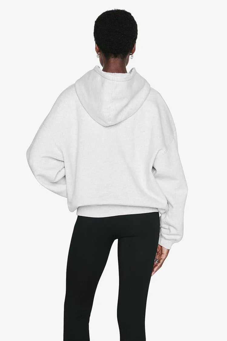 North America Style Women's Oversized Hoodie Sweatshirt Grey Color Classic Letter Print Streetwear Trendy Autumn Spring New - ATFH