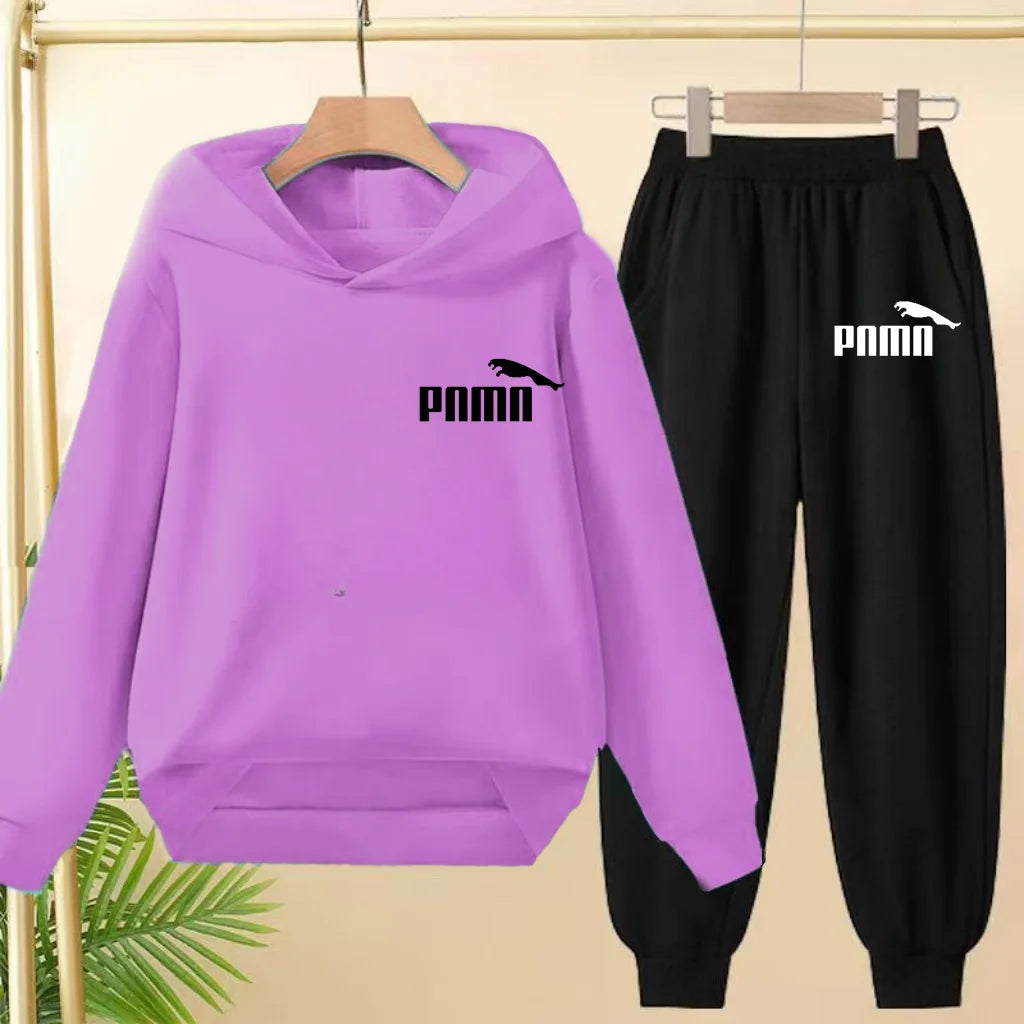 Leisure Children Hoodie Sportswear With Classic Prints Simple Elements Breathable Versatile Two-piece Set For Both Boy And Girl - ATFH