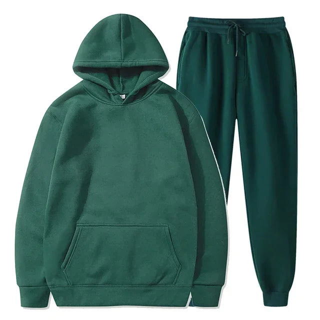Basic Fleece Hoodies And Sweat Pants Set Men Jogger Set Wholesale Track Suit Sportswear Tracksuits Unisex Ensemble Jogging Homme ATFH