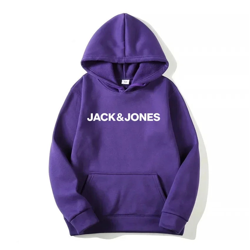 Jack & Jones Men's and Women's Hooded Sweatshirts, Fashionable Loose and Casual, Comfortable Printed Sportswear, Streetwear - ATFH