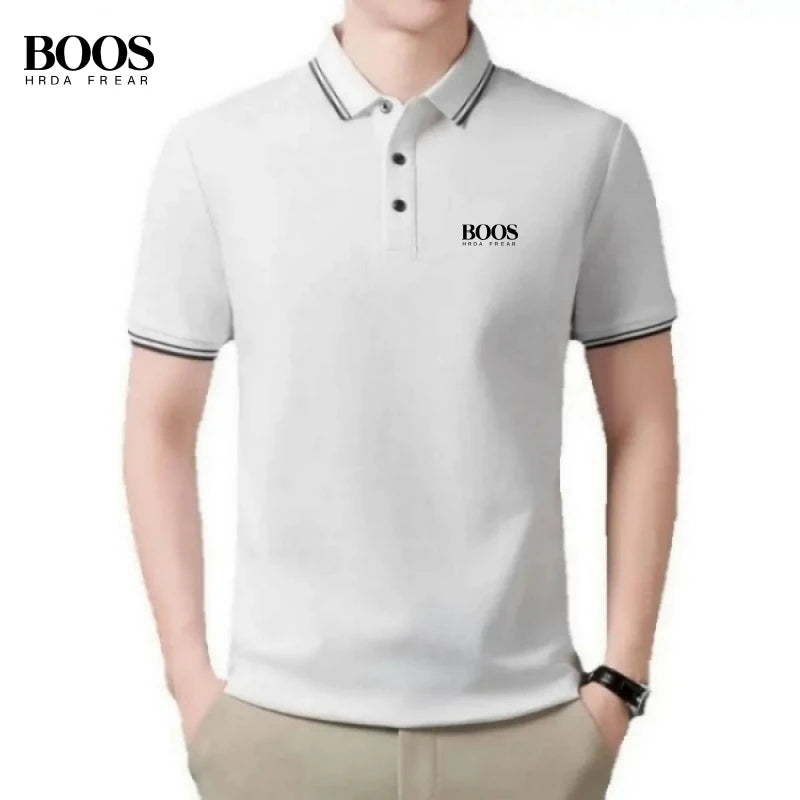 Summer men's high-quality embroidered logo short sleeved polo shirt, new fashionable and casual breathable T-shirt top