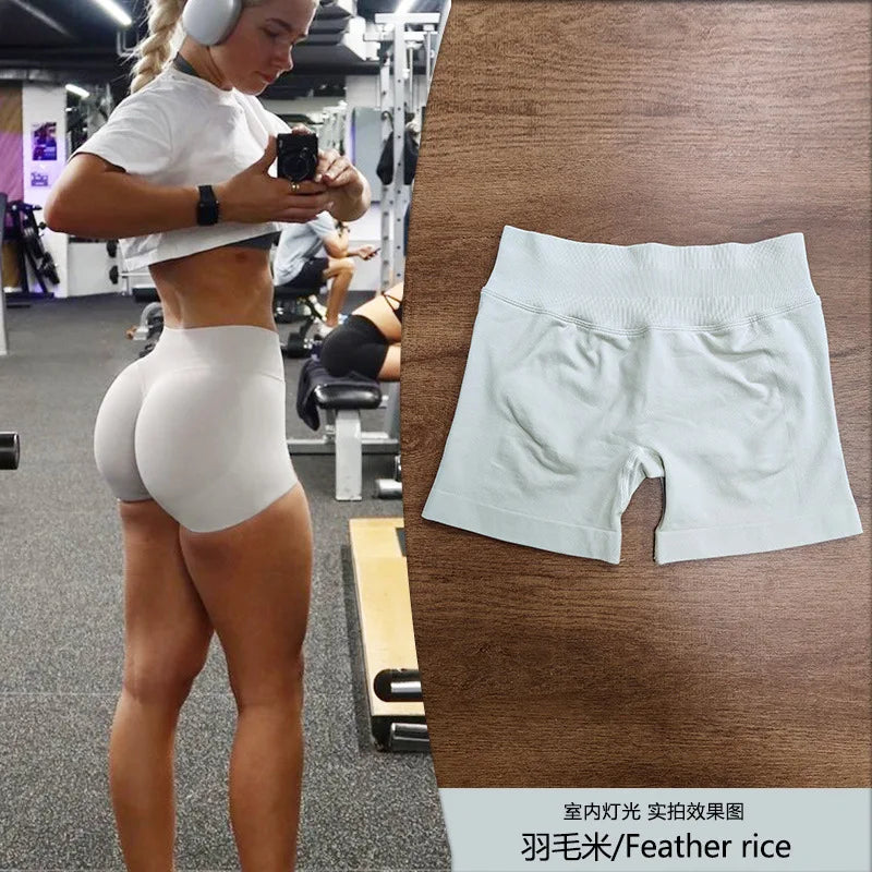 Women's Low-Rise Yoga Pants Three-quarter Length Shorts Tummy Control Workout Leggings Gym Fitness Running Seamless Tights