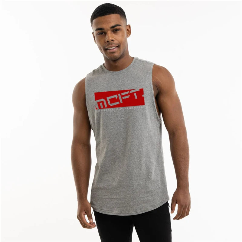 Running Vests Men Summer Cotton Gym Clothing Fitness Tank Top Muscle Bodybuilding Stringer Tank Tops Workout Sleeveless Shirt