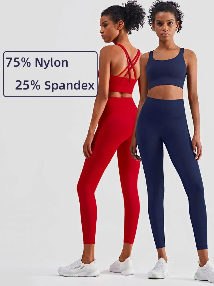 2 Piece Yoga Clothes Women's Tracksuit Athletic Wear Pilates Fitness Suit Gym Workout Push Up Clothes Sports Bra Leggings Suit - ATFH