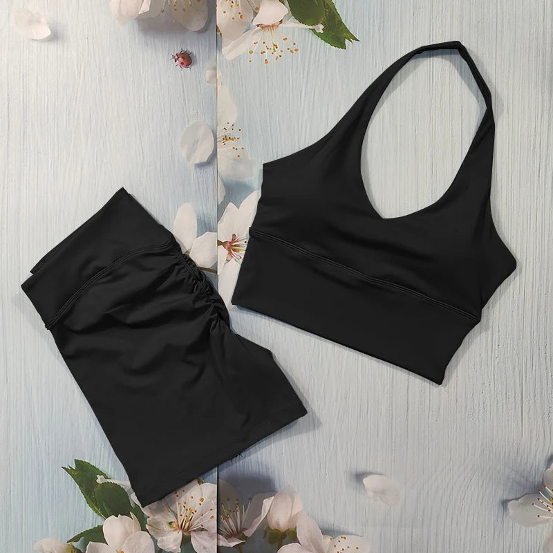 Scrunch Sports Suit Women's Yoga Set Gym Wear Sexy Sports Bras and Flared Leggings Sets Fitness Outfits Female Workout Clothes ATFH