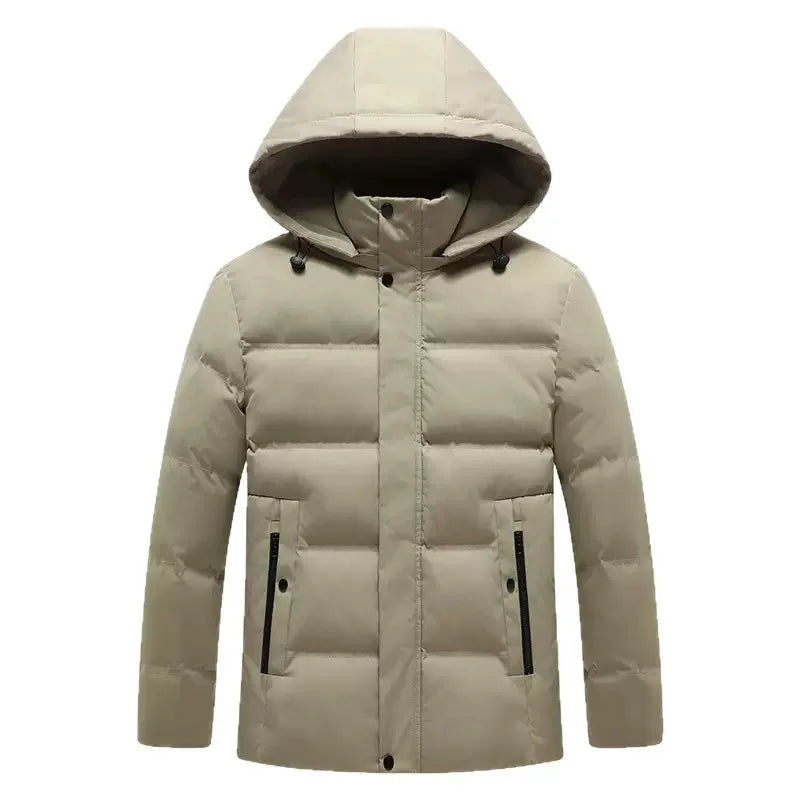 New Autumn/Winter Thickened Warm Windproof Hooded Cotton Jacket Men's Casual Loose Sports Plus Size High-Quality Coat