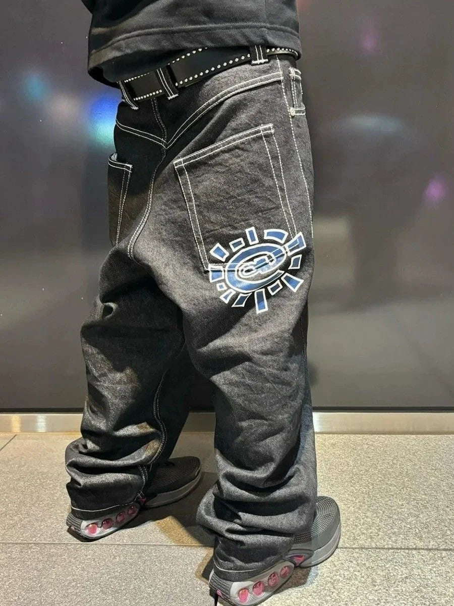 New Always Jeans High quality Printed Embroidery Straight Jeans Black Pants Men Jeans Printing Trend Street Wear AlwaysJeans Men ATFH