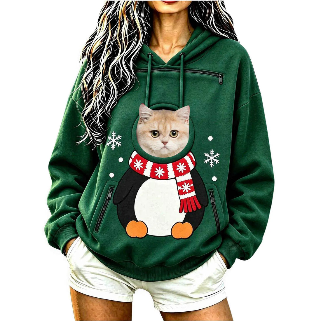 Kangaroo Dog Pet Holder Carrier Hoodie Men Women Matching Christmas Hoodie Funny And Cute Pattern Pet Pocket Hooded Sweatshirt