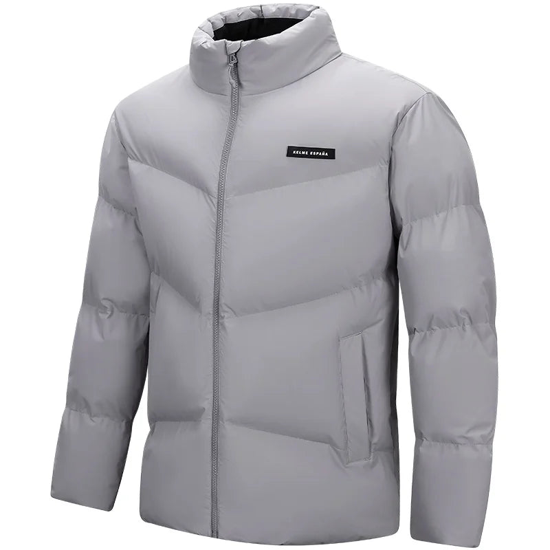 Kelme Men's Thermal Cotton Jacket With Stand Collar, Windproof Loose-fit Casual Outerwear Fleece-lined Sports Set