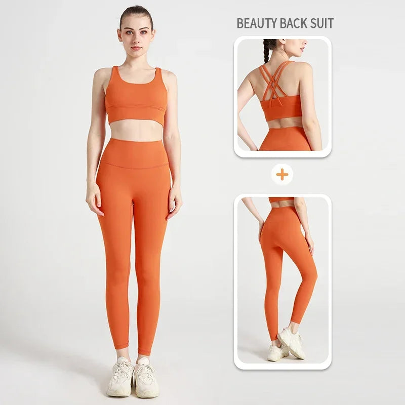 2 Pieces  Women Yoga Set Sport Suit Gymwear Workout Clothes Gym Crop Top High Waist Legging Fitness Bra Set Sports Suit👚👚 - ATFH