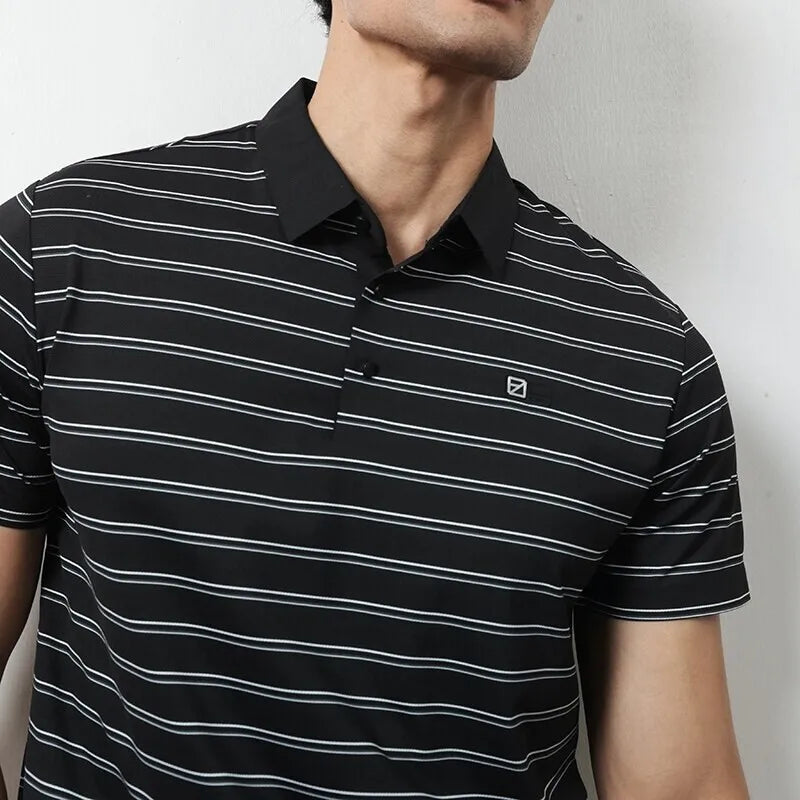 Brand Striped Short Sleeve Polo Shirts Men Trendy Business Casual Lapel T-shirts Social Office POLO Tees Tops Men Clothing 2025