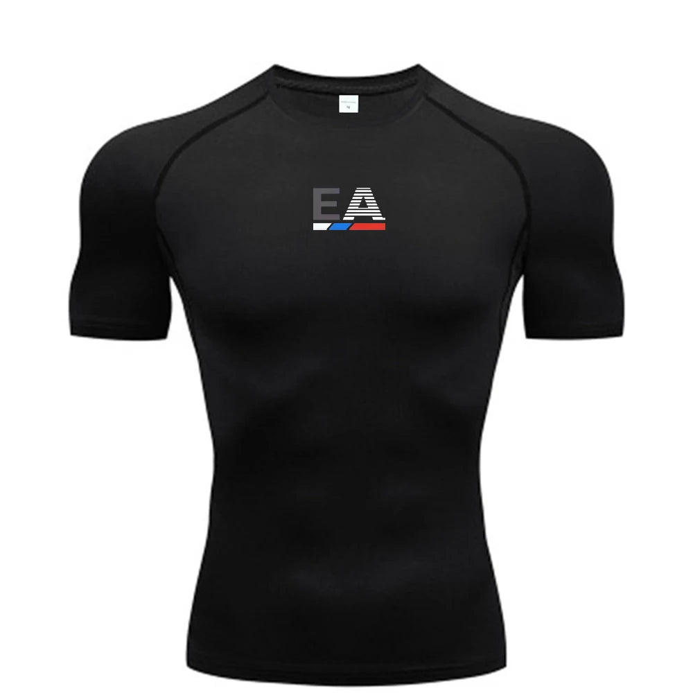 Men Running Compression T-shirt Sport Tees Gym Fitness Sportshirts Male Jogging Tracksuit Homme Athletic Shirt Tops S-3XL