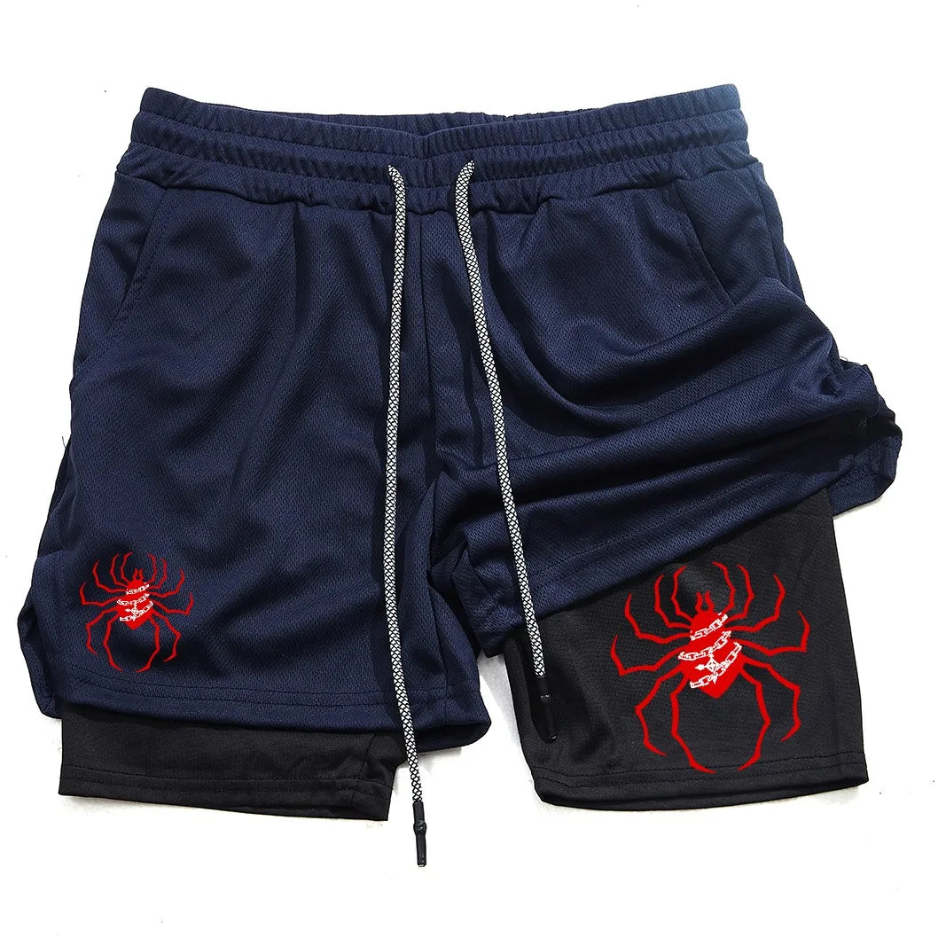 Anime Hunter X Hunter Performance Shorts for Men Breathable Spider Gym Shorts Summer Sports Fitness Workout Jogging Short Pants