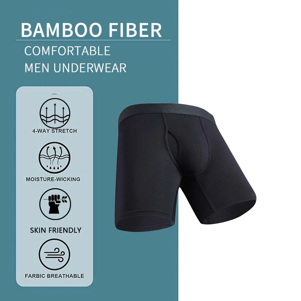 8Pcs Bamboo Fiber Boxers Man Breathable Long Boxer Soft Touch Men's Clothing U Convex Male Underpants Anti-Curling Underwear Man