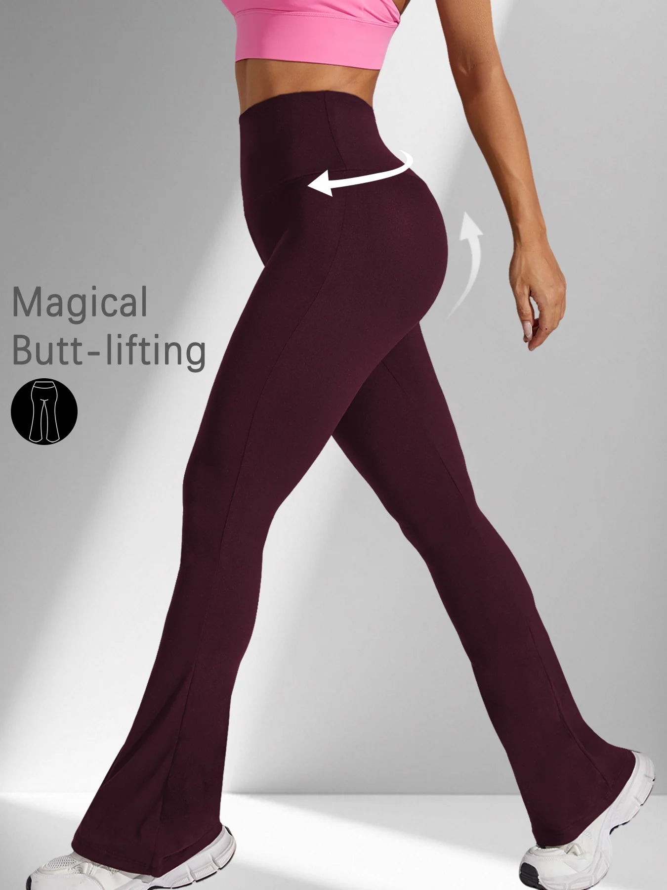 Women's Super Soft Flare Pants High Waisted Tummy Control Workout Yoga Push Up Gym Fitness Long Leggings Bell Bottoms ATFH