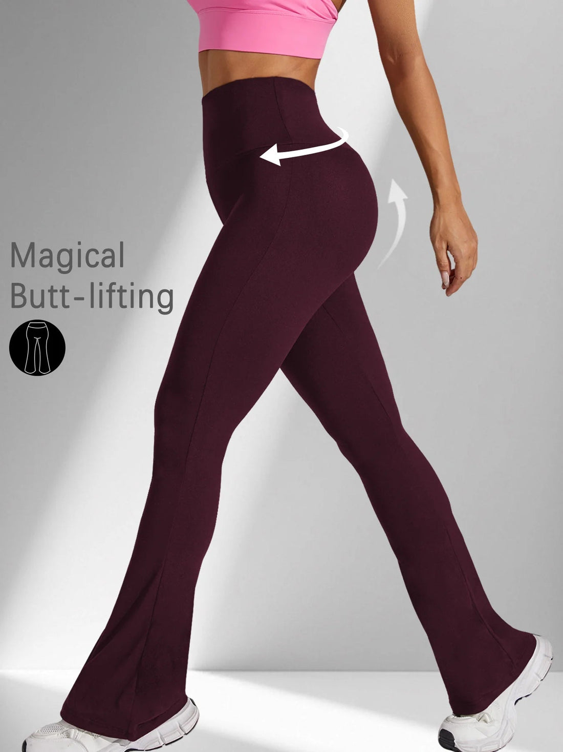 Women's Super Soft Flare Pants High Waisted Tummy Control Workout Yoga Push Up Gym Fitness Long Leggings Bell Bottoms ATFH