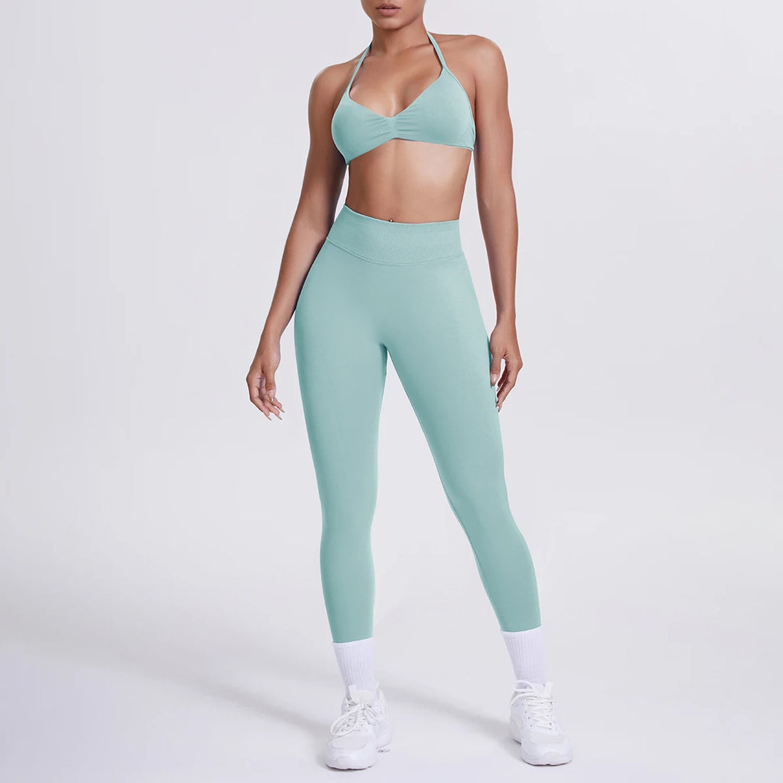 Women 2pcs Patchwork Sport Yoga Suit Training Sleeveless Sport Gym Tops Tummy Control Slimming Booty Leggings Yoga Suit Sports - ATFH