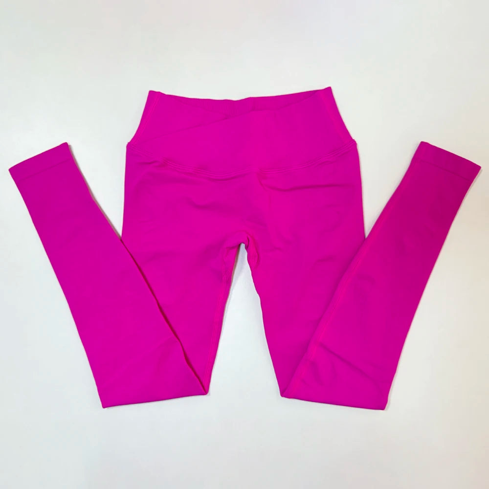 Vision Leggings Women Cross Waist Seamless Yoga Pants Hip Lifting Sport Leggings Fitness Scrunch Butt Gym Pants Workout Leggings - ATFH