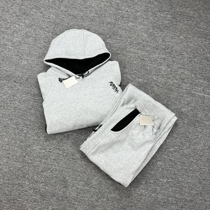 Mertra Patchwork Embroidery Fleece High Street Loose Autumn-Winter Men's and Women's Couple Sleeve Hooded Sweatshirt - ATFH