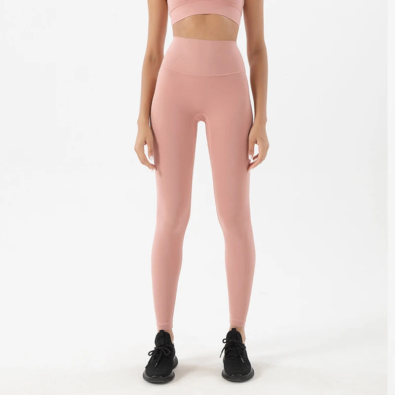SOISOU Nylon Yoga Pants Gym Leggings Women Girl Fitness Soft Tights High Waist Elastic Breathable No T Line Sports Pants - ATFH