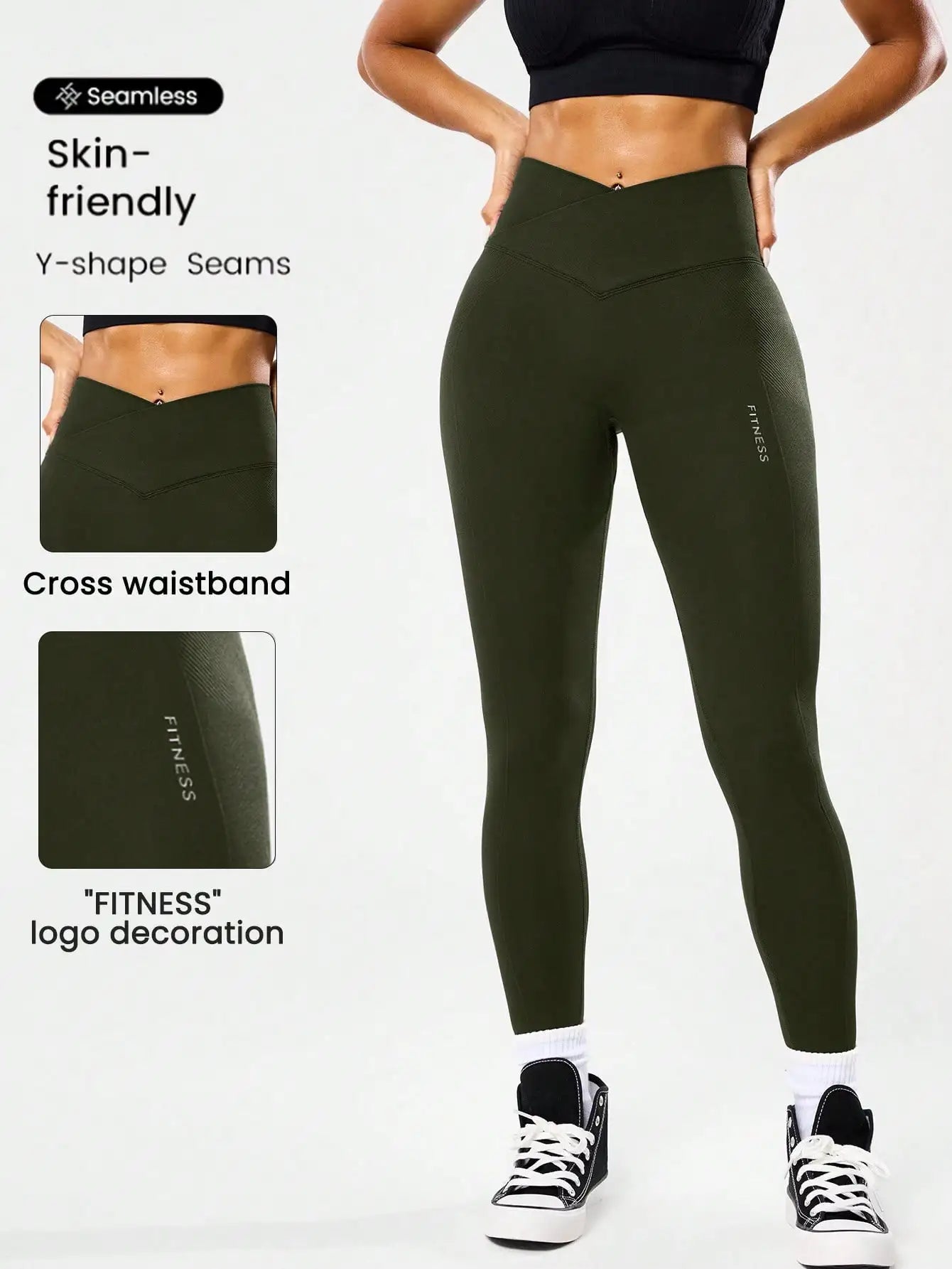 Bestselling Women's High-Waisted Tummy Control Peach Ass Running Fitness Leggings with V-Back, Breathable, Quick-Dry, and Lifted - ATFH