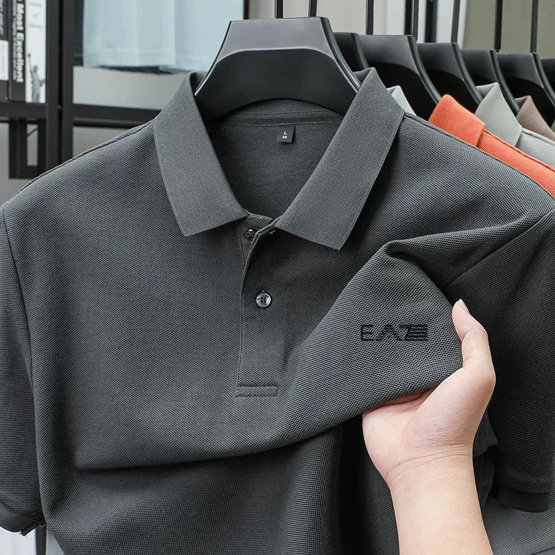 2026polo shirt short sleeved letter printed men's summer top made of 100% pure cotton, comfortable, breathable and casual