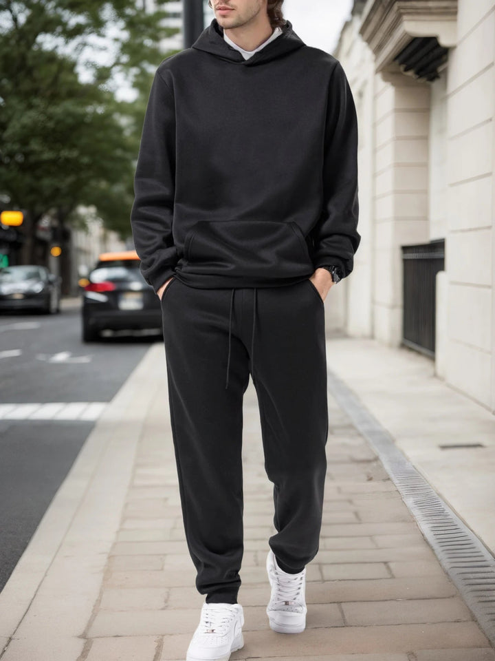Men's Autumn and Winter Solid Color Hoodie+jogging Pants Two-piece Set Fashionable Outdoor Casual Sportswear Men's Tracksuit ATFH