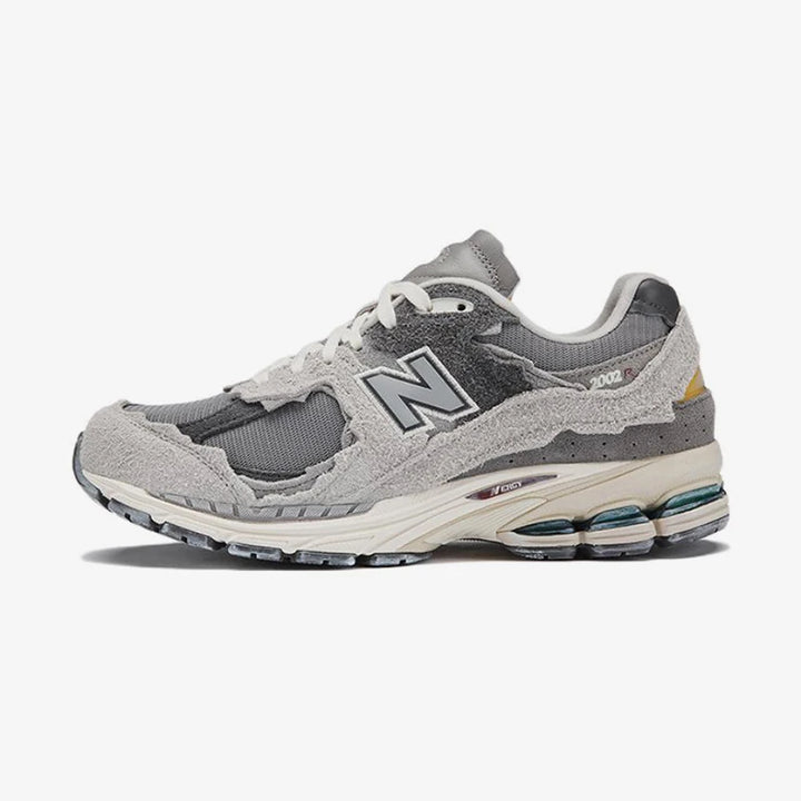 New Balance NB Genuine 2002R sneakers, grey mesh with suede overlays, breathable casual athletic shoes