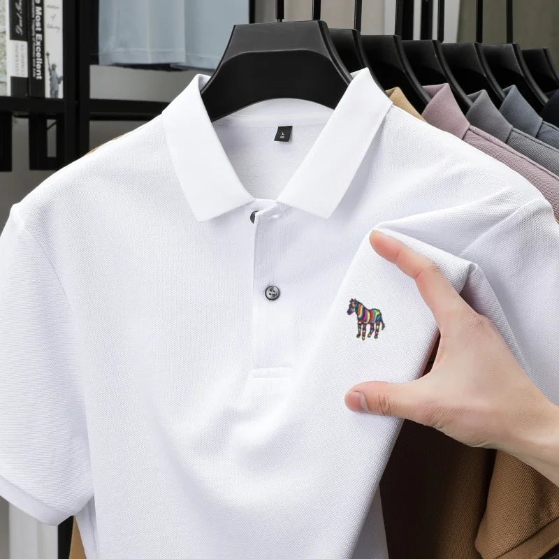 High end Men's Summer New Short Sleeve Breathable Polo Shirt Custom T-shirt Half Sleeved Exquisite Brand Pony Embroidery Top