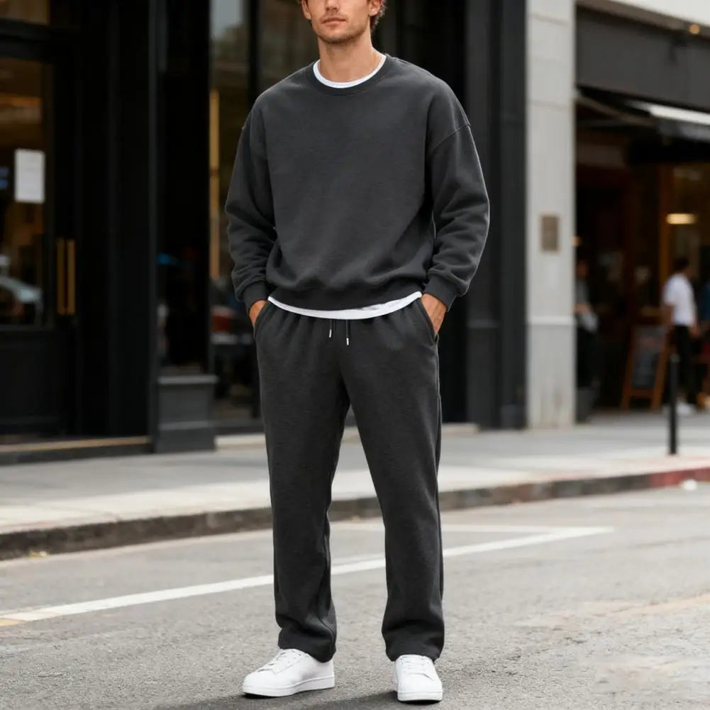 Men Baggy Sweatpants Drawstring Waist Athletic Pants Casual Straight Leg Trousers Jogging Pants for Autumn Winter