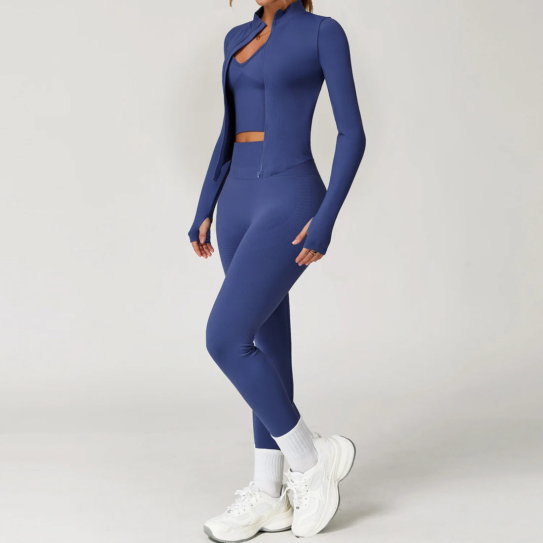 2/3/4PCS Yoga Set Gym Clothes Sportswear Seamless Yoga Suits For Women Fitness Long Sleeved Tracksuits Sports Bra Gym Leggings - ATFH