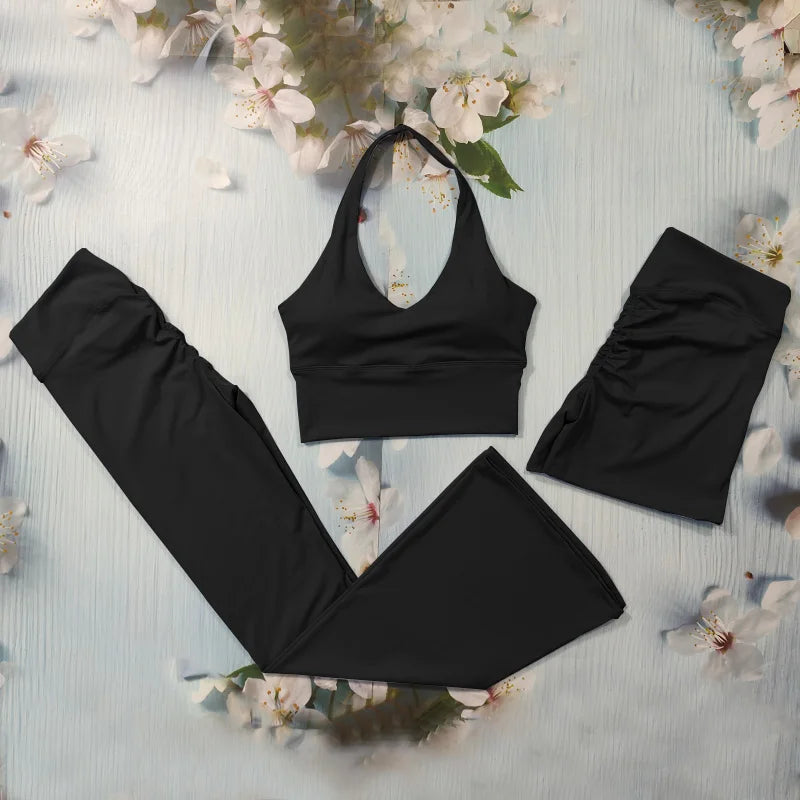 Scrunch Sports Suit Women's Yoga Set Gym Wear Sexy Sports Bras and Flared Leggings Sets Fitness Outfits Female Workout Clothes ATFH