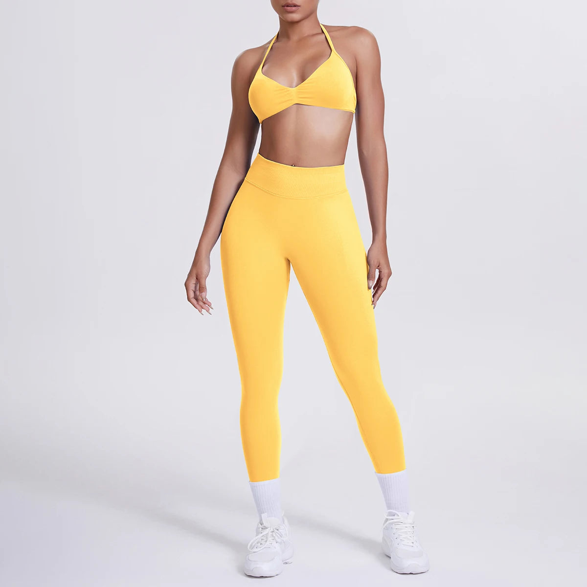 Women 2pcs Patchwork Sport Yoga Suit Training Sleeveless Sport Gym Tops Tummy Control Slimming Booty Leggings Yoga Suit Sports - ATFH