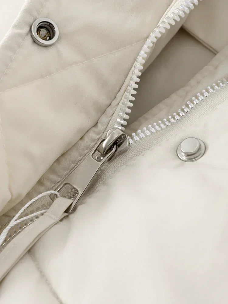Casual Short Winter Jacket Women Stand Collar Zipper Warm Parkas High Street Padding Coat Female 2024 Winter Lady Down Coats ATFH