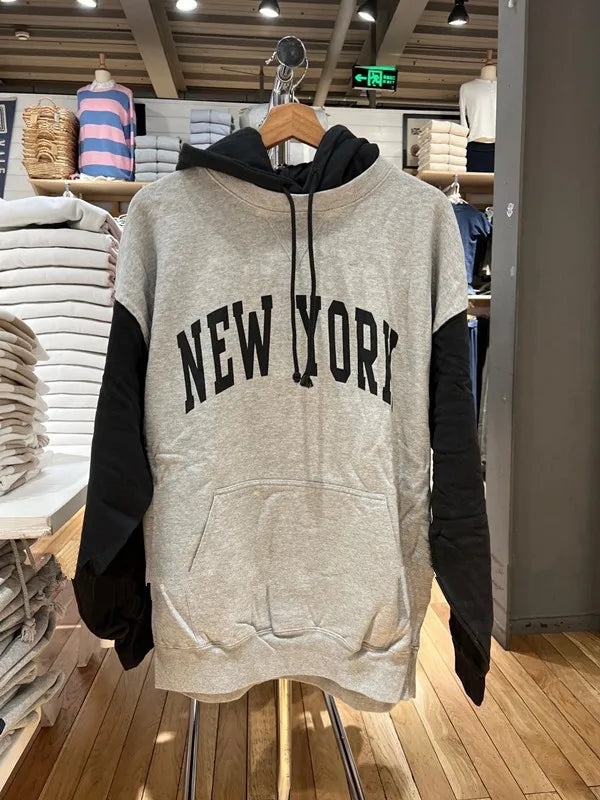Autumn Letter Print Loose Drawstring Hoodies Women New Casual Pocket Streetwear Cotton Pullover Top Sweet Cute Sweatshirts OOTDS - ATFH