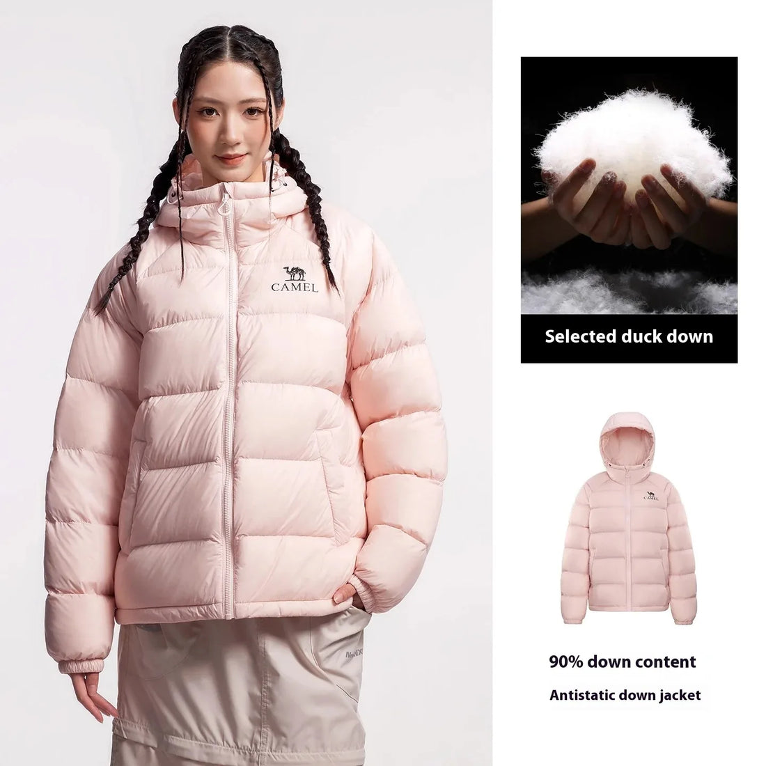 GOLDEN CAMEL Outdoor Down Jackets Unisex Women's Winter Coats High-loft Windproof Warm Duck Down Padding Puffer Jacket Camping