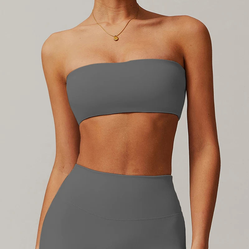 Summer Strapless Sports Bra Gym Women Quick-Drying Yoga Clothes Women Tube Top Fitness Chest Wrap Underwear Workout Bra Female - ATFH