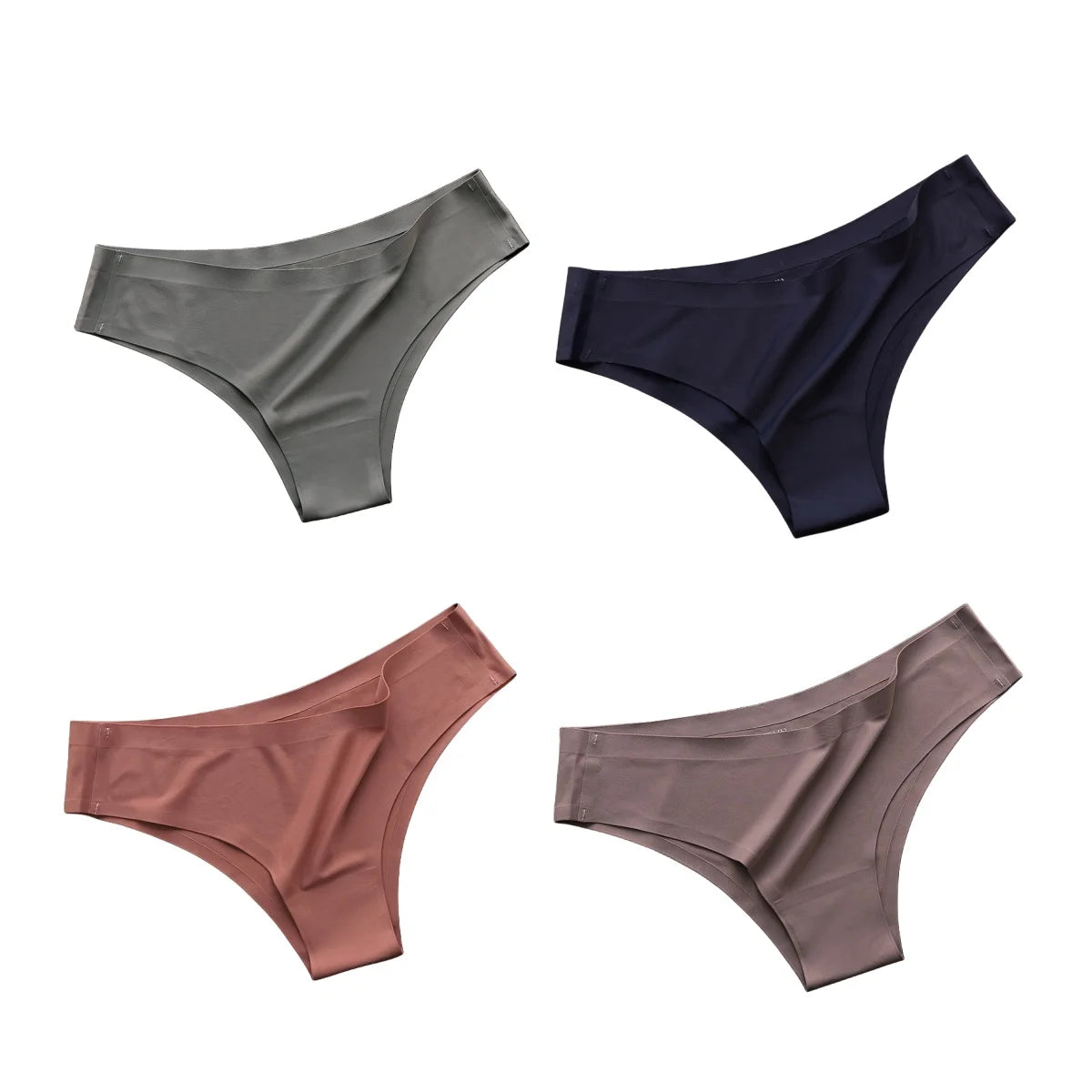 4Pcs/Set Women Ice Silk Panties Low Rise Briefs Soft Brazilian Panties Smooth Underwear Stretch Underpants Sexy Lingerie M-XL