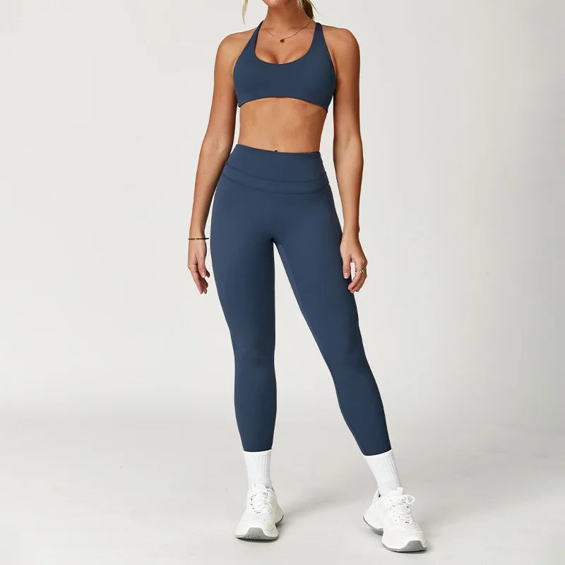 2 Pieces Sportswear Women Yoga Set Gym Clothes Sportswear Yoga Suits Fitness Set Tracksuits Sports Bra Gym High Waist Leggings - ATFH