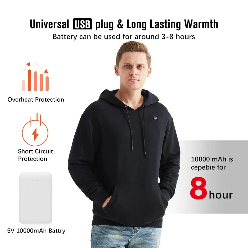Heated Hoodies Heat Sweaters Men Women Winter Warm Heated Clothes Heat Jacket Heating Sportswear Heating Hoodies Heating Sweater - ATFH