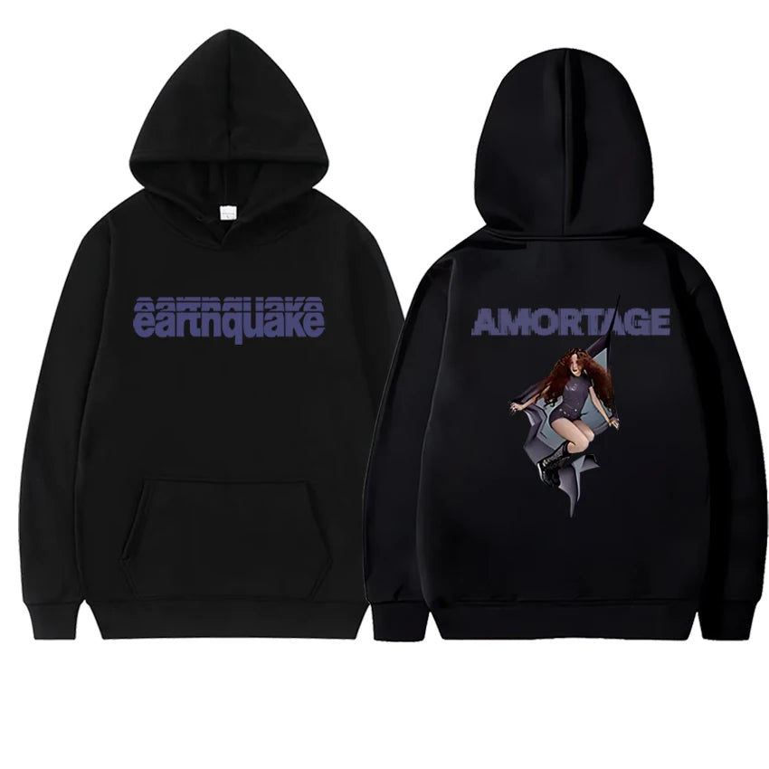 New in Jisoo Earthquake Hoodies Men women Vintage 2026 New Song Double Sided print Sweatshirt Unisex Fleece Long sleeve pullover - ATFH