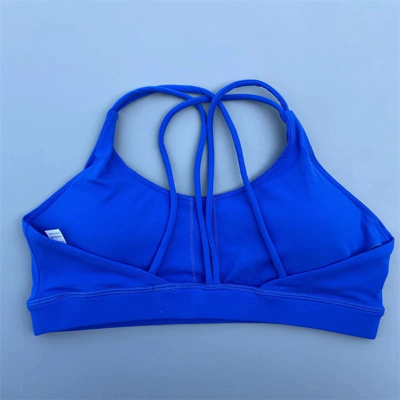 Solid Color high strength Gym Yoga underwear cross Women Fitness Sport Bra Top shockproof Athletic Tight Workout With Chest Pad - ATFH