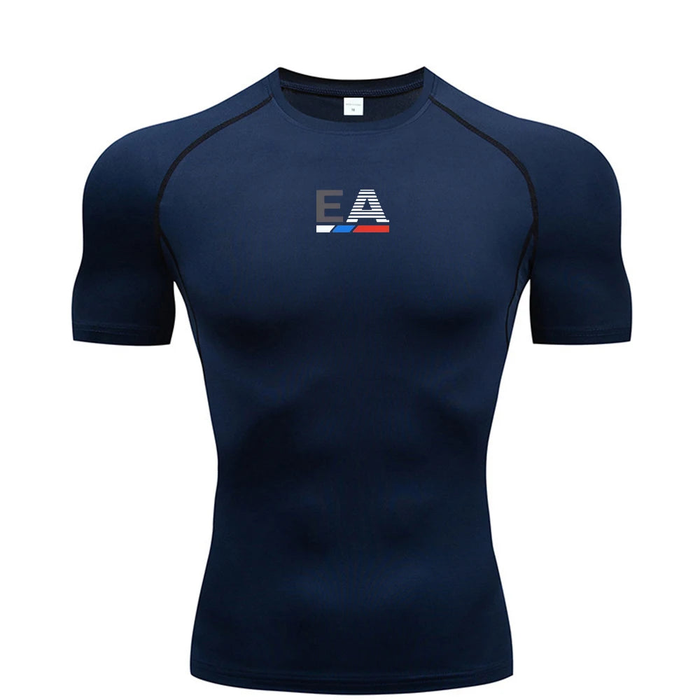 Men Running Compression T-shirt Sport Tees Gym Fitness Sportshirts Male Jogging Tracksuit Homme Athletic Shirt Tops S-3XL