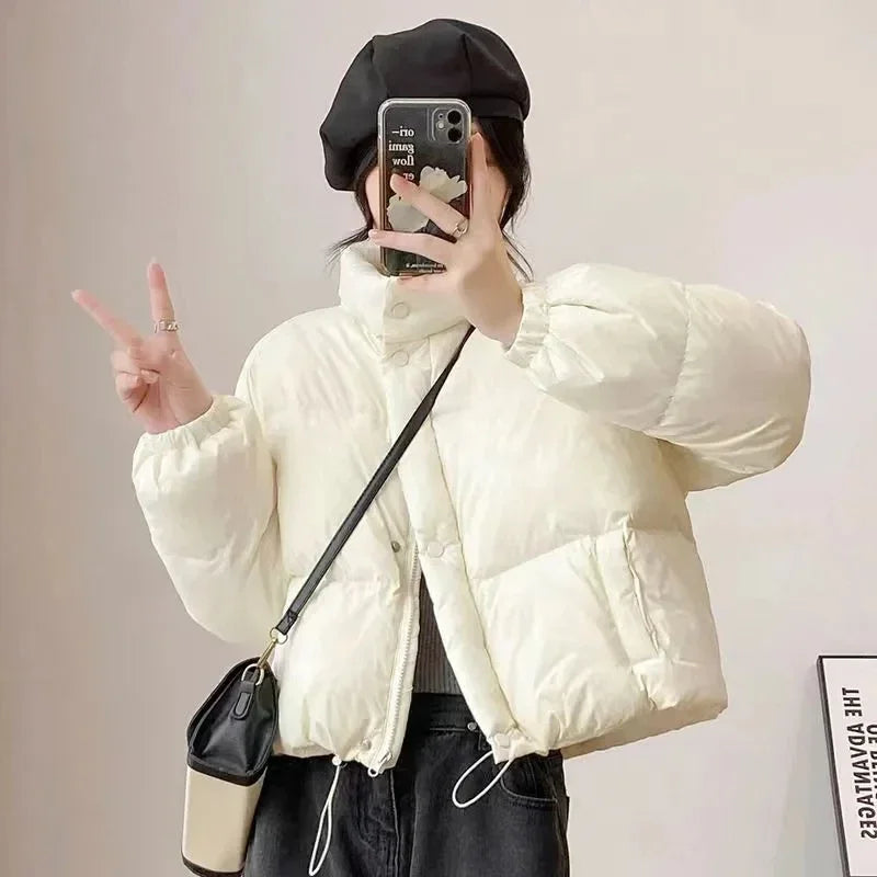 2025 New Korean Stand Collar Autumn Winter Coat Women Thickened Puffer Jacket Loose Parka Warm Cotton-padded Jacket Short Coats ATFH
