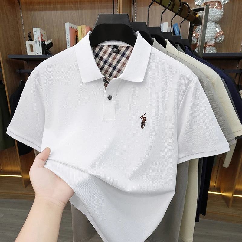 2026 New High End Men's Polo Top Summer Men's Style Fashionable and Comfortable Collar Breathable Top Trendy