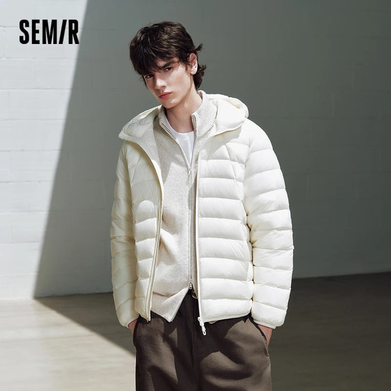 Semir Unisex Down Jacket 90 Percent Down Fill Hooded Quilted Downproof Inner Liner Lightweight Modern Style 2026 New