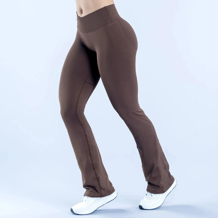 DF Vision Flares Women Seamless Gym Yoga Pants High Cross Waist Fashion Sports Leggings Fitness Wide-leg Workout Trousers ATFH