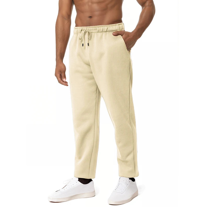 Mens Casual Pants Autumn Winter Fleece Sweatpants Men Running Jogger Sports Gym Trousers Fashion Solid Color Workout Long Pants